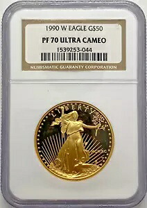 1990-W 50ドル アメリカン ゴールド イーグル - NGC PF70 ウルトラカメオ - パーフェクトコイン|WORLD RESOURCE【KING店】