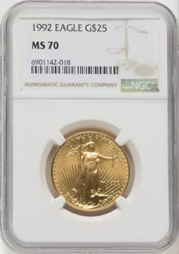 1992年 25ドル ハーフオンス ゴールドイーグル - NGC MS 70｜WORLD RESOURCE【KING店】