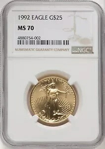 1992年 25ドル 1/2オンス ゴールドイーグル - NGC MS 70｜WORLD RESOURCE【KING店】