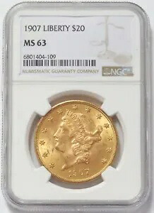 1907年 20ドル金貨 リバティヘッド ダブルイーグル NGC MS 63｜WORLD RESOURCE【KING店】