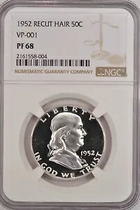 1952年 RECUT HAIR フランクリン ハーフダラー プルーフ NGC PF 68 VP-001 トップポップ フロスティ 50セント｜WORLD RESOURCE【KING店】