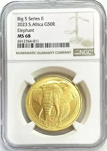 2023年 南アフリカ 50ランド エレファント 1オンス ビッグ5 シリーズII コイン NGC MS 68｜WORLD RESOURCE【KING店】