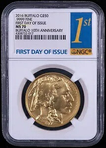 2016年米国1オンス金貨バッファロー50ドル - NGC MS70 - 発行初日 - NBEB｜WORLD RESOURCE【KING店】