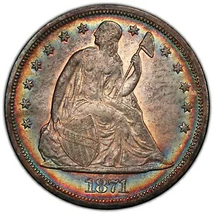 1871年 $1 AU53 PCGS モンスタートーン リバティ シートドル カラー|WORLD RESOURCE【KING店】