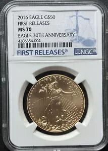 2016年 50ドル 30周年記念 ゴールドイーグル NGC MS 70 ファーストリリース｜WORLD RESOURCE【KING店】