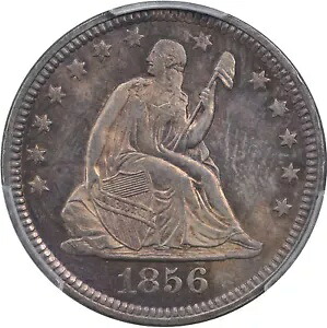 1856年 リバティ座像 25セント硬貨 PCGS MS65 CAC｜WORLD RESOURCE【KING店】