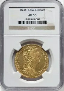 ブラジル 1800年 -R マリア1世 6400レイス (ペーチャ) - NGC AU55 - 発行枚数 214,000枚と少ない｜WORLD RESOURCE【KING店】
