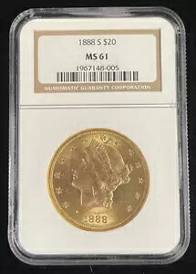1888-S 20ドル金貨ダブルイーグルタイプ2、NGC MS-61、低鋳造額セミキーデート｜WORLD RESOURCE【KING店】
