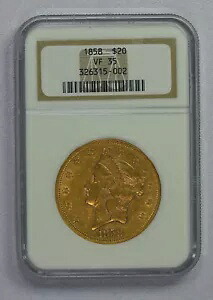 1858 年 20 ドル リバティ ゴールド コイン NGC 評価 VF35 - 送料無料 !｜WORLD RESOURCE【KING店】