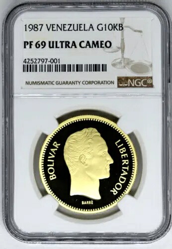 1987年 ベネズエラ 10,000ボリバル金貨 プルーフ NGC PF 69 ウルトラカメオ｜WORLD RESOURCE【KING店】