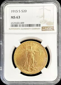 1915年 S ゴールド USA $ 20 セント・ゴーデンズ コイン NGC ミント ステート 63｜WORLD RESOURCE【KING店】