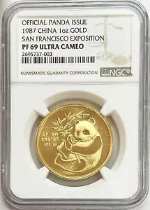 1987年 ゴールド チャイナ パンダ 1オンス サンフランシスコ万国博覧会 コイン プルーフ NGC PF 69 UC｜WORLD RESOURCE【KING店】