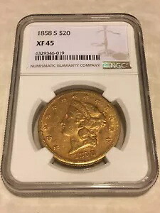 1858-S XF45 NGC リバティ ダブルイーグル 20 ドル金貨 美品 目視確認済み (PCGS なし)|WORLD RESOURCE【KING店】