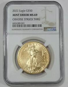 ミントエラー 2022 ゴールド 50ドル イーグル NGC MS 69 表面ストラックスルー|WORLD RESOURCE【KING店】