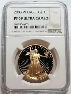2003年 W ゴールド 50 ドル アメリカンイーグル 1オンス プルーフコイン NGC PF 69 ウルトラカメオ｜WORLD RESOURCE【KING店】