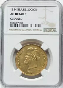 ブラジル 1854 - ペドロ 2 世 20,000 レイス - NGC AU 詳細 - わずか 26K しか鋳造されていない希少品!｜WORLD RESOURCE【KING店】