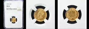 1874年 G$1-NGC MS64-PQ ゴールドドル|WORLD RESOURCE【KING店】
