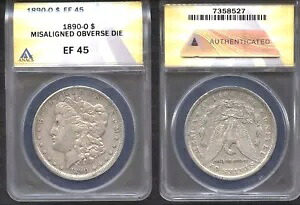 1890-O $1 造幣局エラー ANACS EF 45-表面のダイがずれている モルガン・ダラー｜WORLD RESOURCE【KING店】