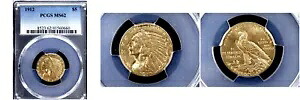 1912年 $5 MS62 PCGS-PQ-インディアンヘッドハーフイーグル---｜WORLD RESOURCE【KING店】