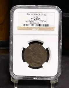 1794年製ラージセント - ヘッド '94、S-62 - NGC VF20BN、マーヴィスコレクション (#50946-L)|WORLD RESOURCE【KING店】