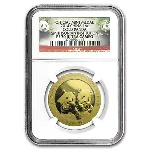 2014年 中国 1オンス 金貨 パンダ プルーフ PF-70 NGC (スミソニアン動物園)｜WORLD RESOURCE【KING店】