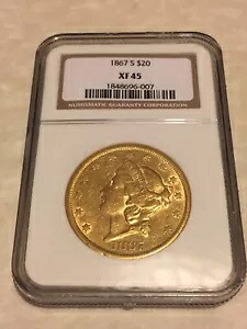 1867-S XF45 NGC リバティ ダブルイーグル 20 ドル金貨 非常に美しいコイン（PCGS なし）｜WORLD RESOURCE【KING店】