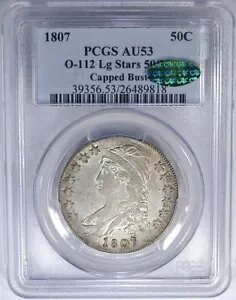 1807 50C PCGS / CAC AU53 O-112 50/20 キャップ付き胸像 ~ 例外的な初年度!｜WORLD RESOURCE【KING店】