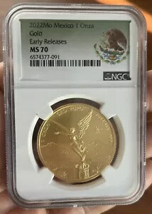 2022年 メキシコ リベルタッド 1オンス 金貨 早期発行 NGC MS70 (紋章)｜WORLD RESOURCE【KING店】