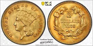 1878年 3ドル インディアン プリンセス ヘッド ~ 3ドル金貨 ~ PCGS MS62 ~ 新品コイン｜WORLD RESOURCE【KING店】