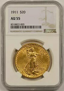 1911年 $20 NGC AU 55 セント・ゴーデンズ ゴールド ダブルイーグル｜WORLD RESOURCE【KING店】