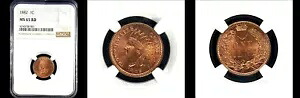 1882 1C NGC MS66RD-希少 純赤 POP 33-PQ インディアンヘッド スモールセント---｜WORLD RESOURCE【KING店】