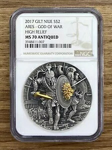 2017年 ニウエ ARES ゴッド・オブ・ウォー 神々 2オンス 銀貨 NGC MS70｜WORLD RESOURCE【KING店】