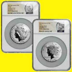 2024年 モーガン＆ピース 10オンスセット シルバードル RF 70 NGC 初日 COA｜WORLD RESOURCE【KING店】