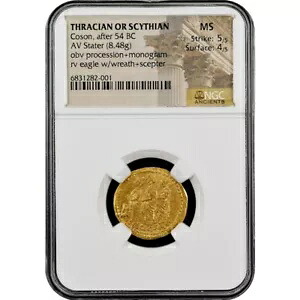 トラキア・スキタイ・コソン金 AV スタテル 紀元前54年以降 NGC MS 5/5｜WORLD RESOURCE【KING店】
