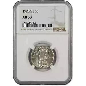 1923年 Sスタンディングリバティクォーター AU 58 NGC 90%シルバー 25セント SKU:I4024