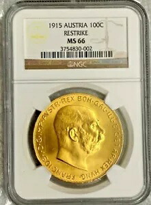 1915年オーストリア 100コロナ再鋳造金貨 NGC MS 66｜WORLD RESOURCE【KING店】