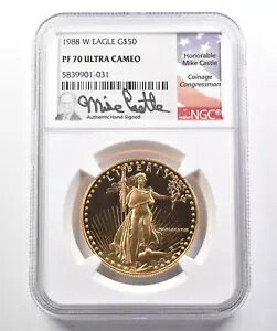 1988-W 50ドル アメリカン ゴールド イーグル マイク キャッスル 1オンス ゴールド PF70 UCAM NGC *0459|WORLD RESOURCE【KING店】