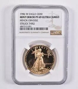 PF69 UCAM 1986-W 50ドル アメリカンゴールドイーグル マイナーエラー NGC 刻印あり *3995