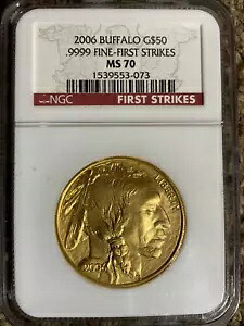 2006年 50ドル 1オンス 金貨 アメリカンバッファロー NGC MS70 ファーストストライク