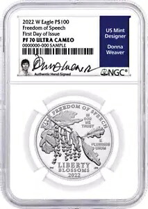 2022 W $100 1オンス プルーフ プラチナ イーグル NGC PF70 発行初日 ウィーバーサイン|WORLD RESOURCE【KING店】