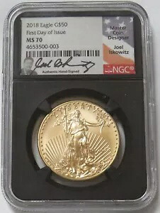 2018年 ゴールド アメリカンイーグル 50ドル ISKOWITZ サイン入り 1オンス NGC ミント ステート 70 FDOI レトロ｜WORLD RESOURCE【KING店】