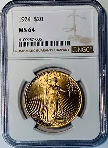 1924年 セント・ゴーデンズ 20ドル金貨 ダブルイーグル NGC MS 64｜WORLD RESOURCE【KING店】