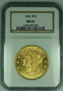 1904年 リバティヘッド 20ドル金貨 ダブルイーグル NGC MS 63