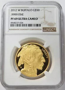 2012年 W ゴールド アメリカン バッファロー 50ドル 1オンス プルーフコイン NGC PF 69 ウルトラカメオ｜WORLD RESOURCE【KING店】
