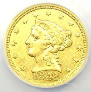 1848-C リバティゴールドクォーターイーグル 2.50ドル シャーロット。NGC AU Detail (NCS) 認定｜WORLD RESOURCE【KING店】
