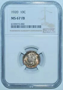 1920年 NGC MS67FB フルバンド マーキュリーダイム｜WORLD RESOURCE【KING店】