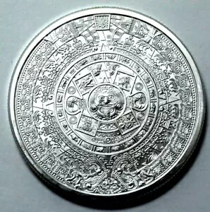 楽天市場】純銀 .999 地金 - メキシコ アステカ カレンダー マヤ - 1/4