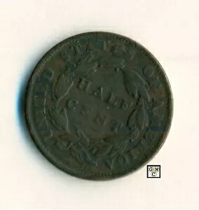 米国 1834 年ハーフセント硬貨 ;大丈夫 ; CPF 56,870円