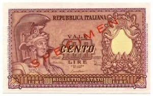 100 リラ 標本 ビリエット ディ スタート イタリア エルマータ ディ クリスティーナ 1951/12/31 SUP+