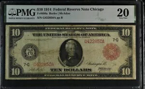 1914 $10 FRN レッド シール シカゴ FR#898a PMG 20 非常に細かい